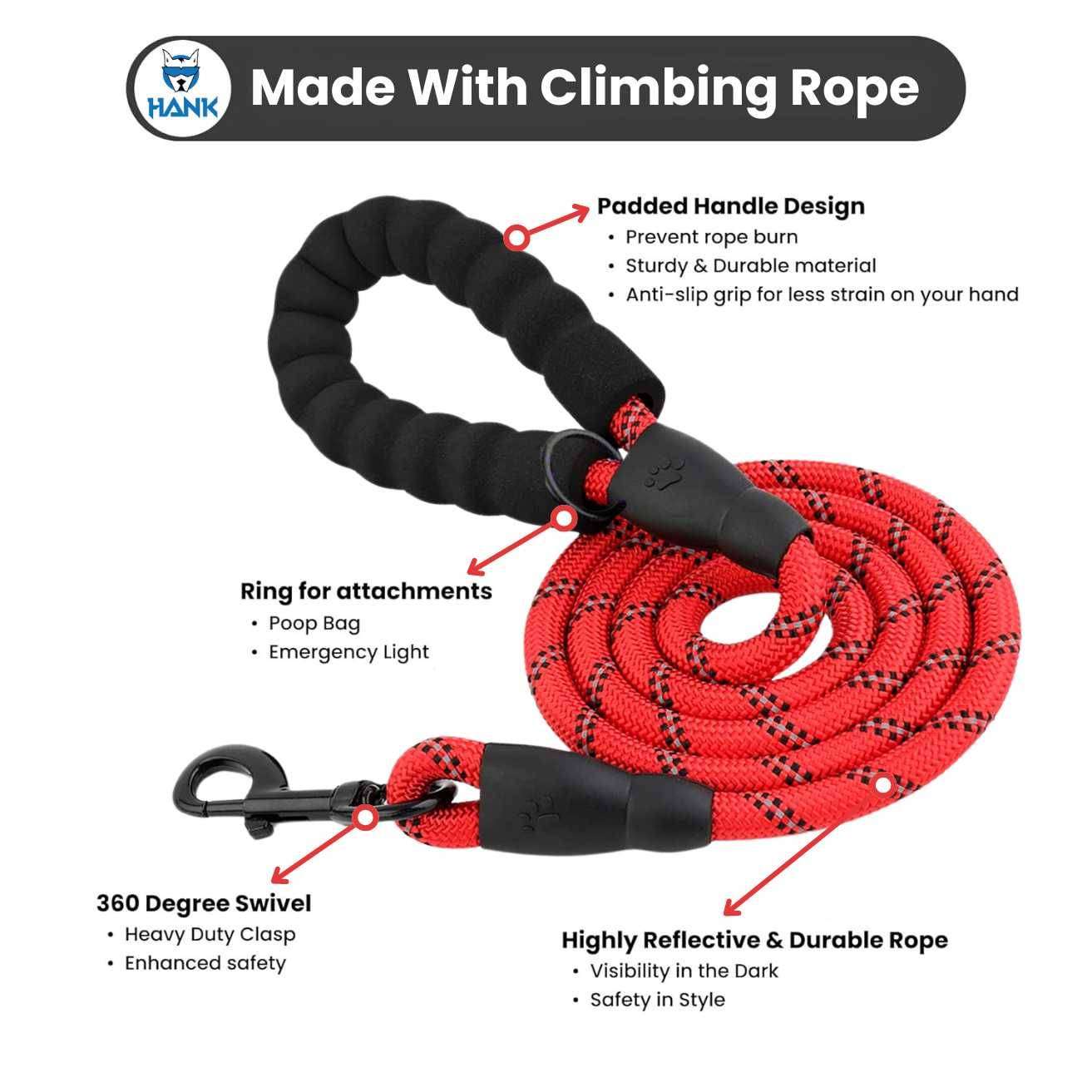 Hank Dog Leash Red