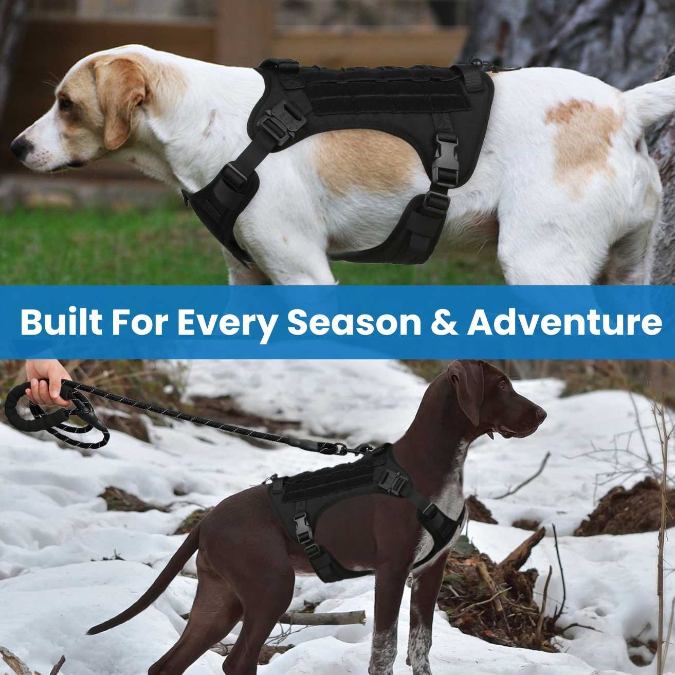 HANK Black Military Dog Harness - With Strong Front Metal Buckle