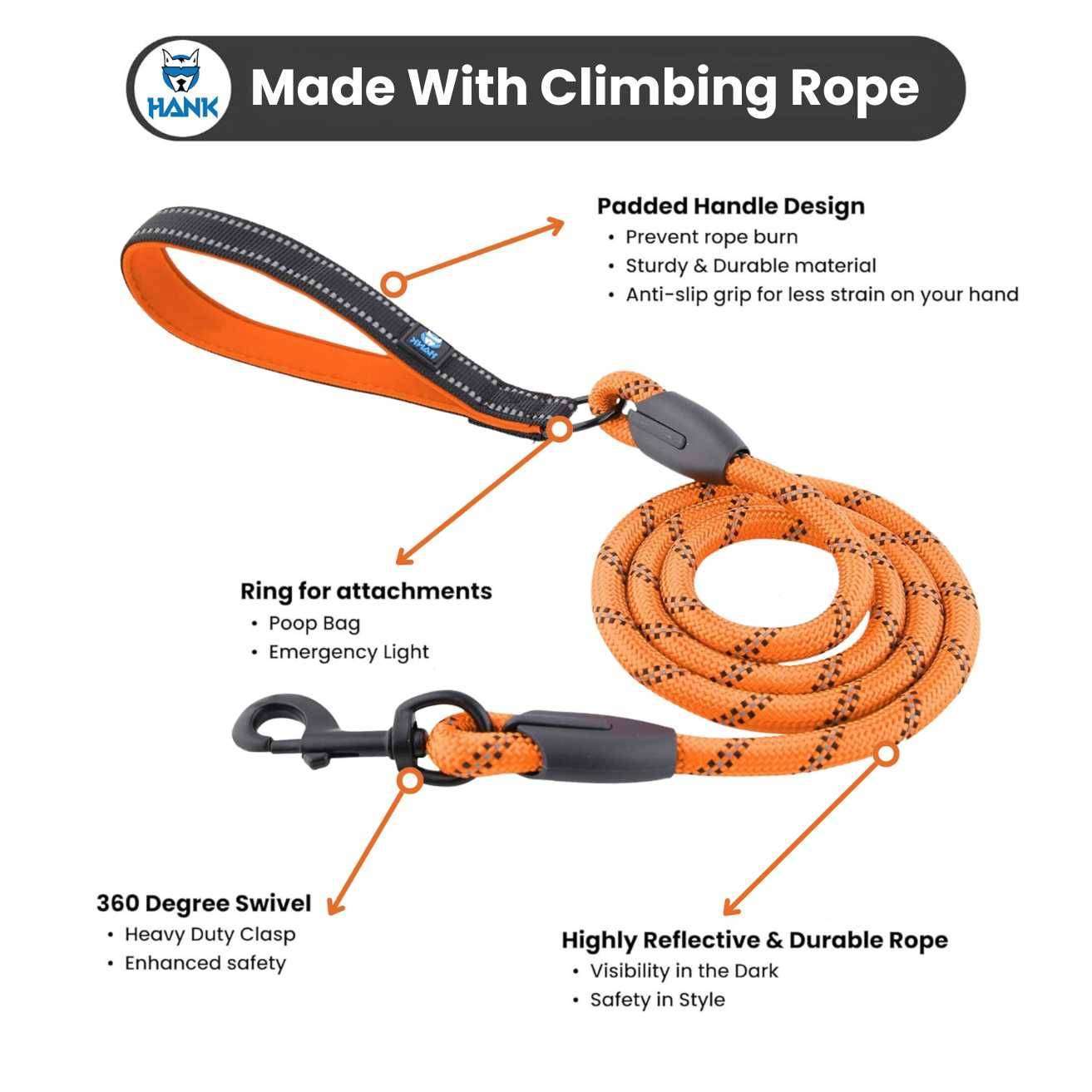 Hank Dog Leash Orange