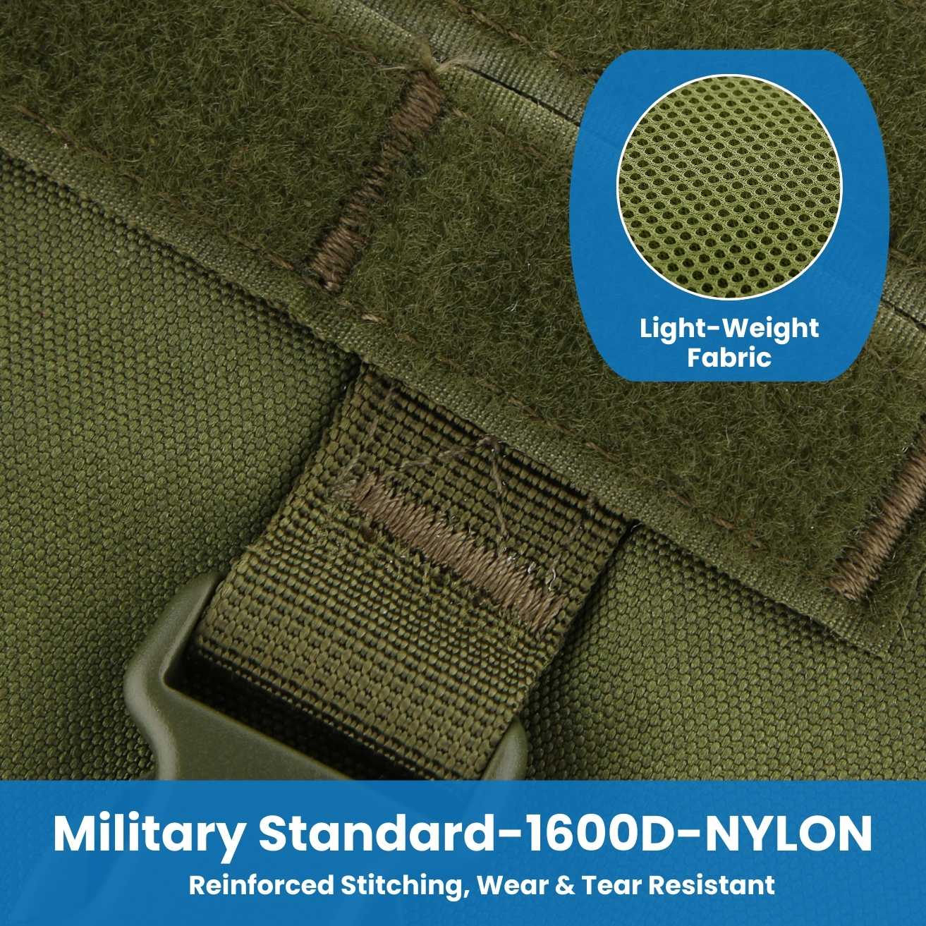 HANK Green Military Dog Harness - With Strong Front Metal Buckle