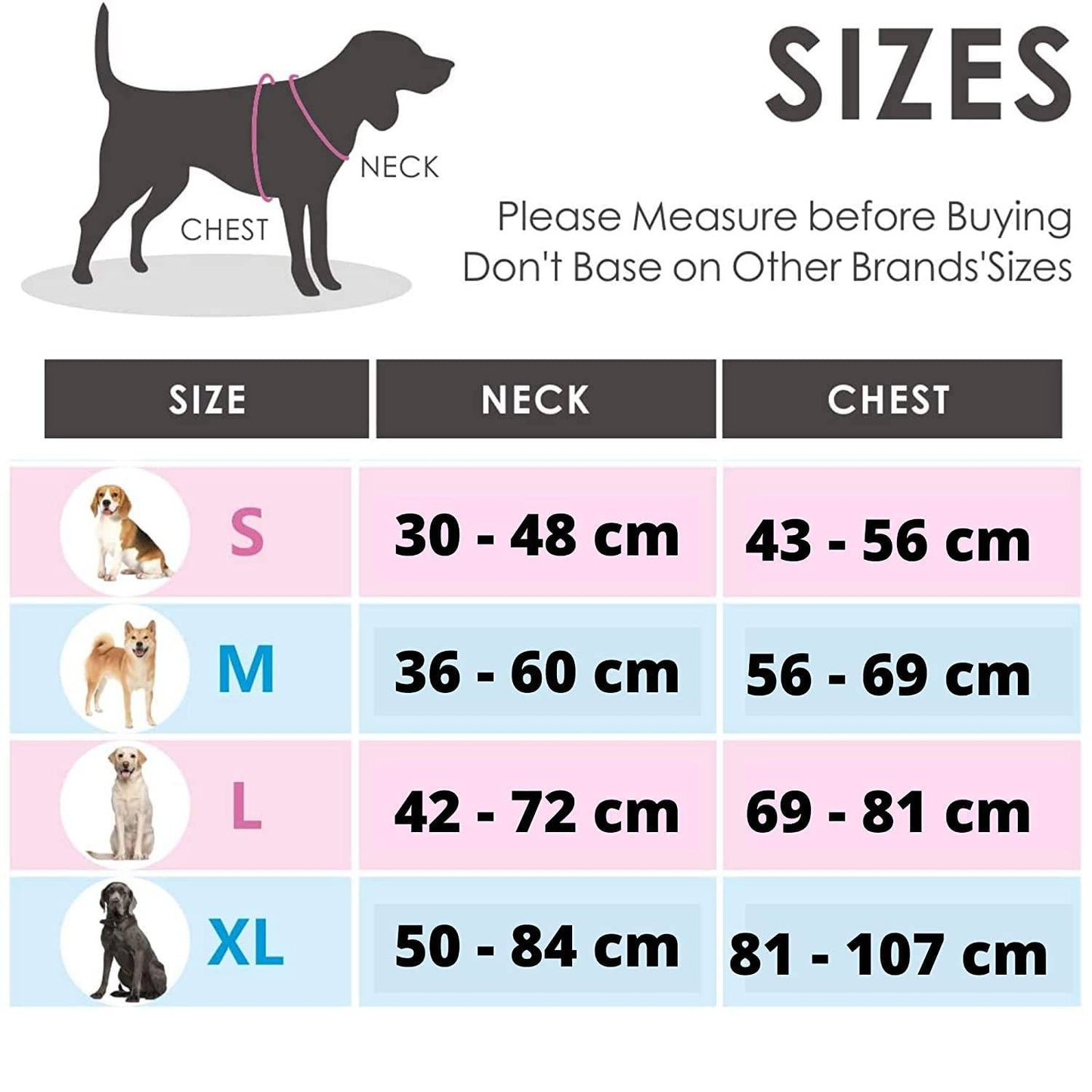 Dog Harness Size Chart