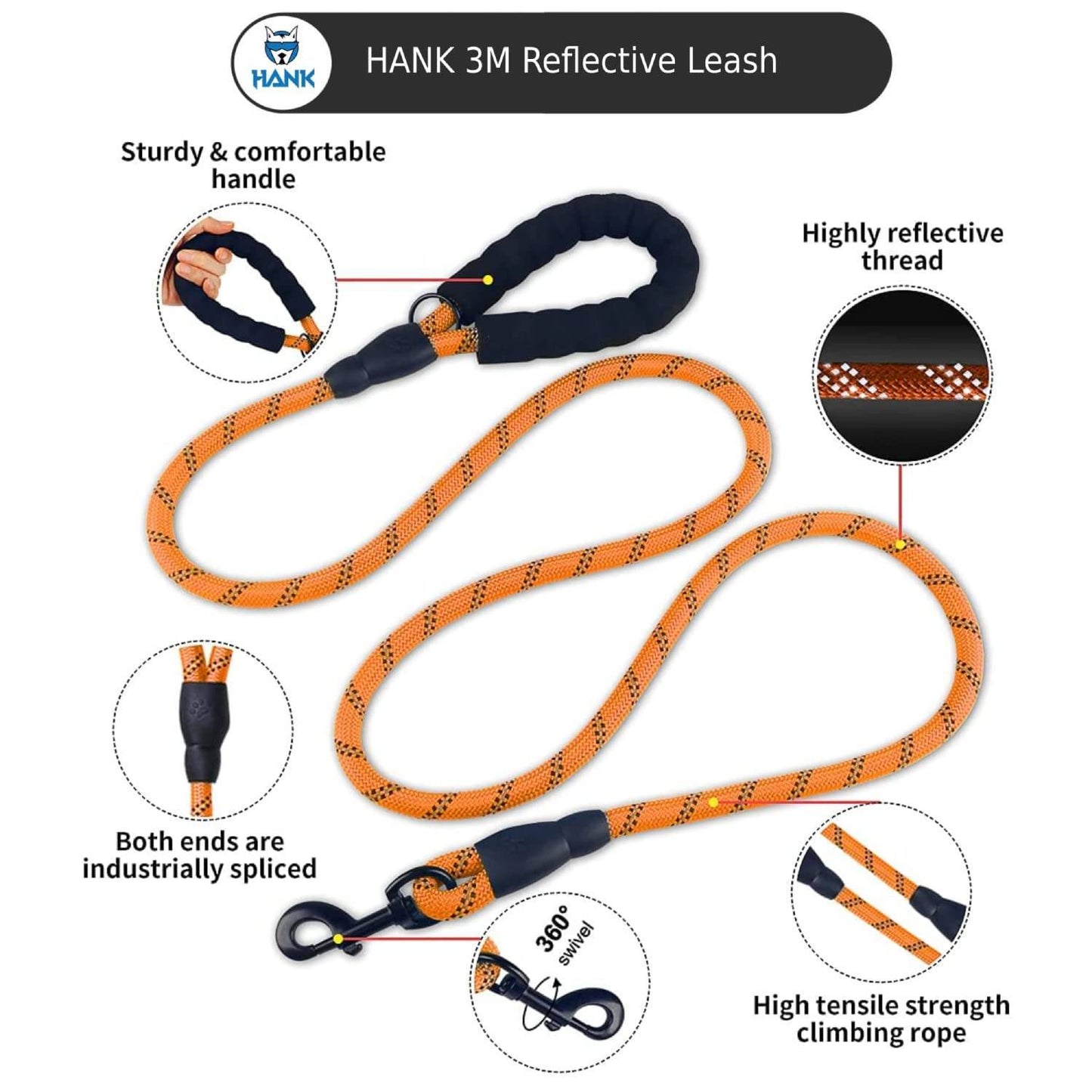 Hank Leash For Dog Orange
