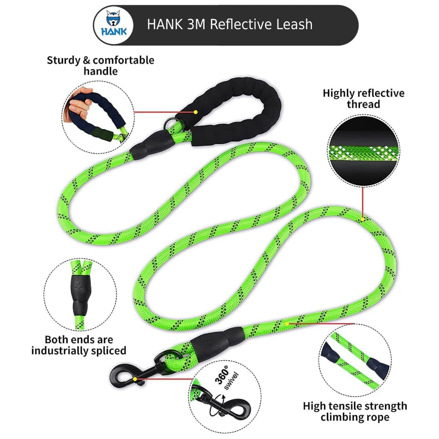 Hank Dog Leash Green
