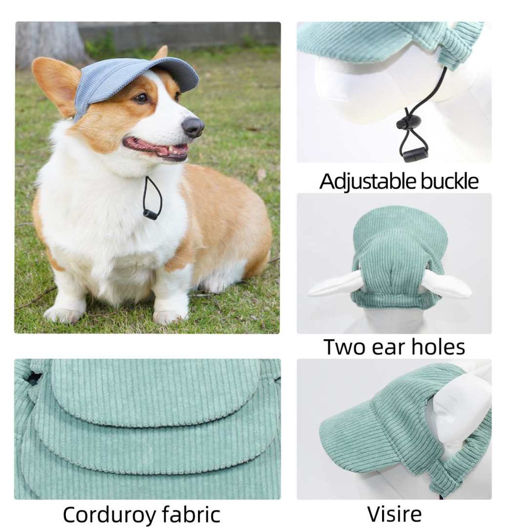 Stylish dog caps for small to large breeds. Adjustable fit, sun protection & breathable design.