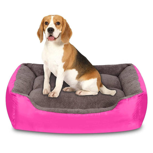 Pet Bed With Soft Fabric & Machine Washable (Pink & Brown)