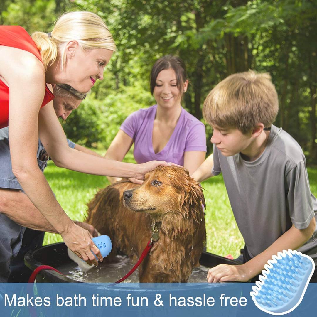 HANK Pet Bathing Kit | 3 in 1 Bath Brush with Flea & Tick Shampoo