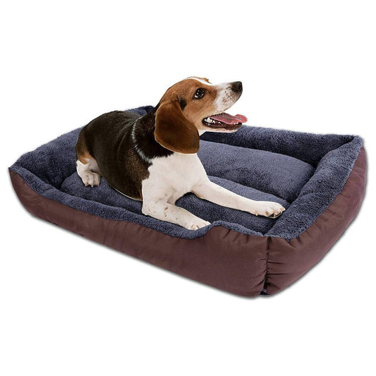 Pet Bed With Soft Fabric & Machine Washable (Brown & Gray)