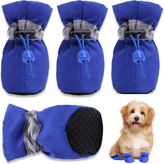 Protective Dog Shoes for Small To Large Breeds | Anti Slip & Secure Fit (Blue)