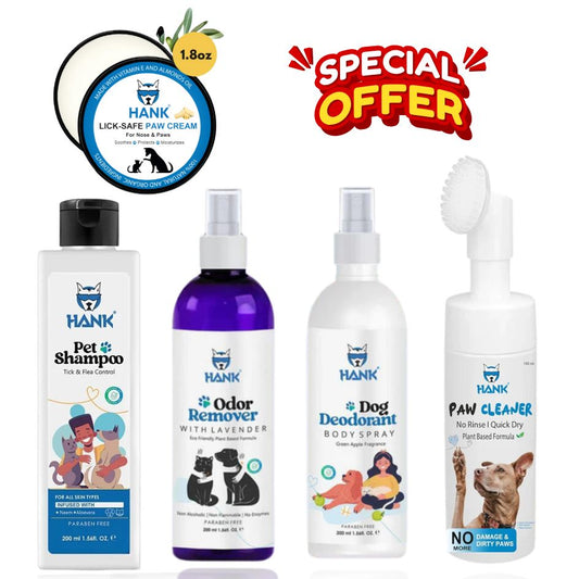 HANK Pet Care Kit | Shampoo, Deodorant, Odor Remover, Paw Cleaner & Paw Balm