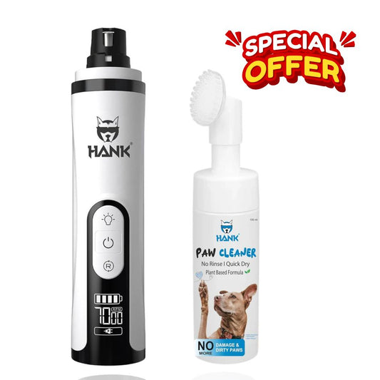 HANK Pet Nail & Paw Care Kit | Paw Cleaner & Pet Nail Grinder with LED Light