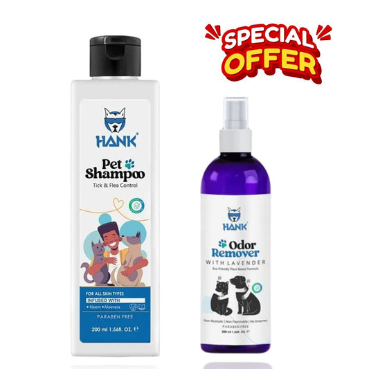 HANK Pet Hygiene Care Kit | Pet Odor Remover & Flea & Tick Shampoo