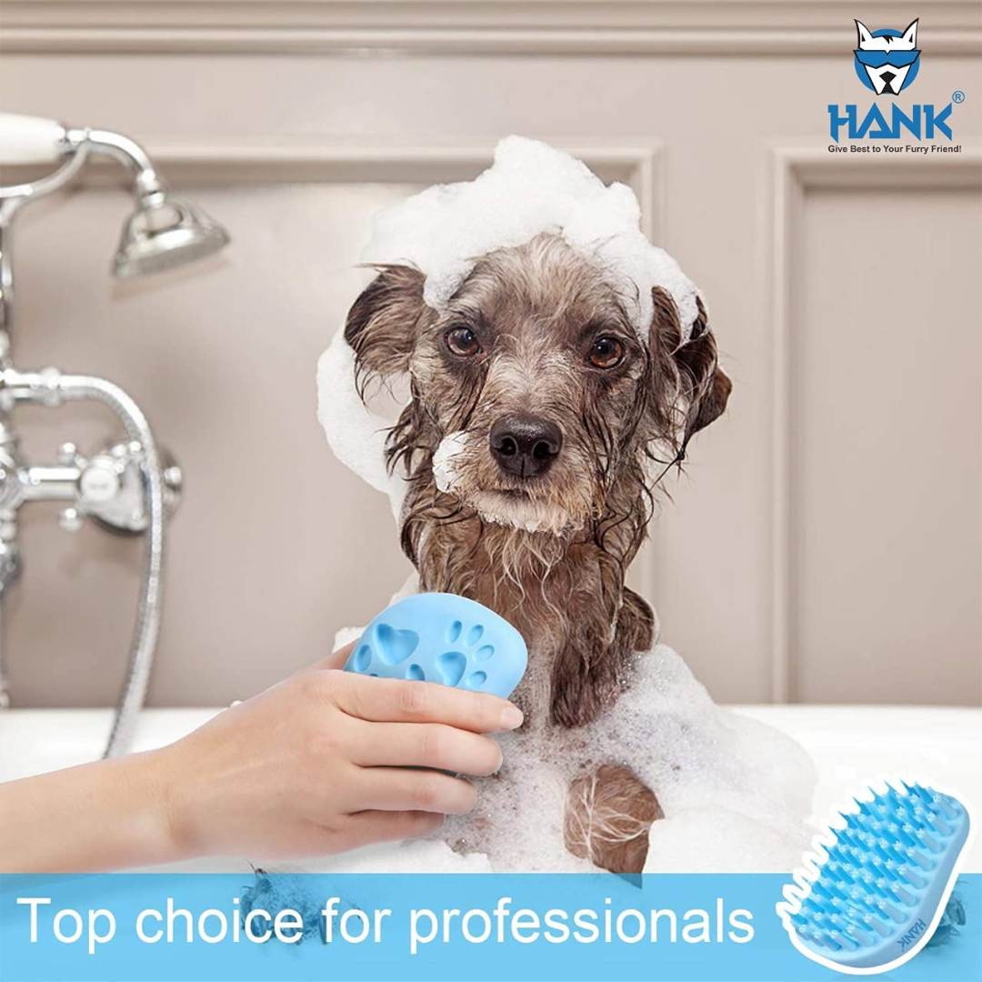 HANK Pet Bathing Kit | 3 in 1 Bath Brush with Flea & Tick Shampoo