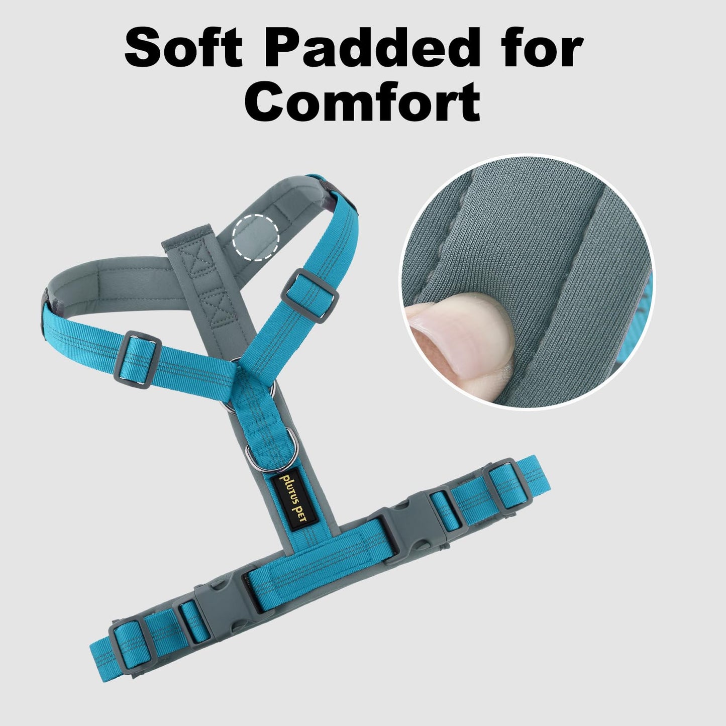 Hank Cyan Blue Grey Quick-Fit Dog Harness.