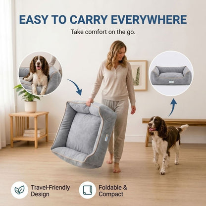 HANK SoftNest Premium Dog Bed Anti Skid & Machine Washable (Grey)