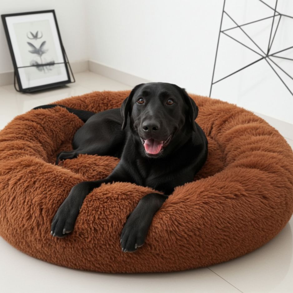 Round Donut Pet Bed with Removable Washable Cushion