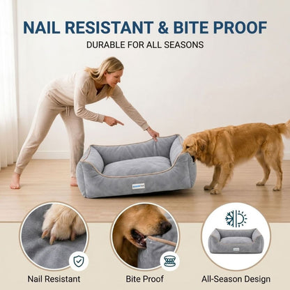 HANK SoftNest Premium Dog Bed Anti Skid & Machine Washable (Grey)