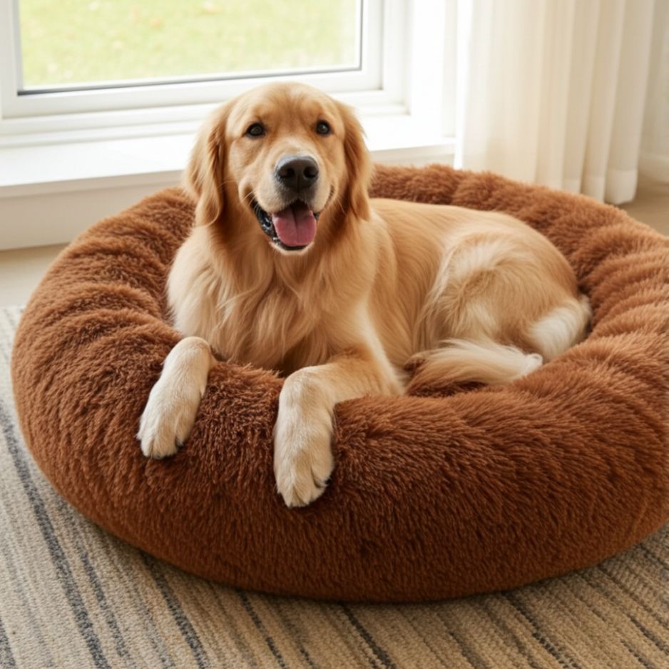 Round Donut Pet Bed with Removable Washable Cushion