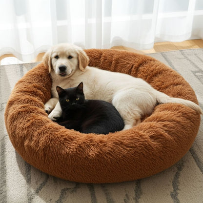 Round Donut Pet Bed with Removable Washable Cushion