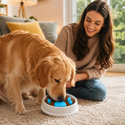 Slow Feeder Bowl Dog & Cat with Paw Design – Anti-Choking, BPA-Free & Non-Slip