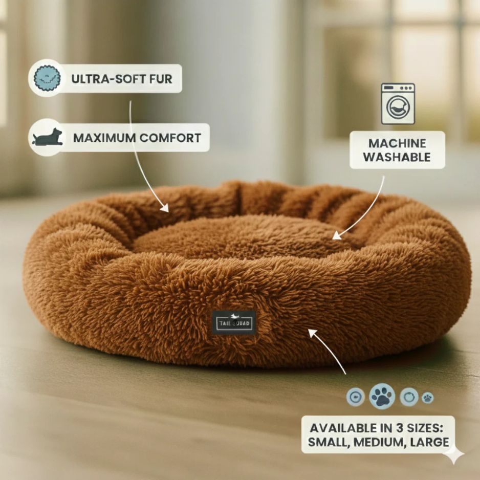 Round Donut Pet Bed with Removable Washable Cushion
