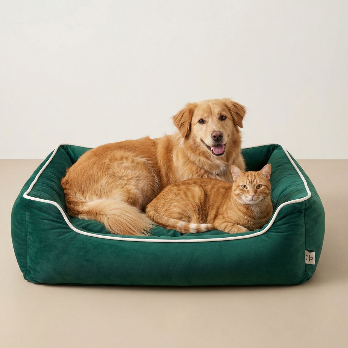 Polyester Rectangular Dog Bed Green | Soft & Comfortable Pet Bed