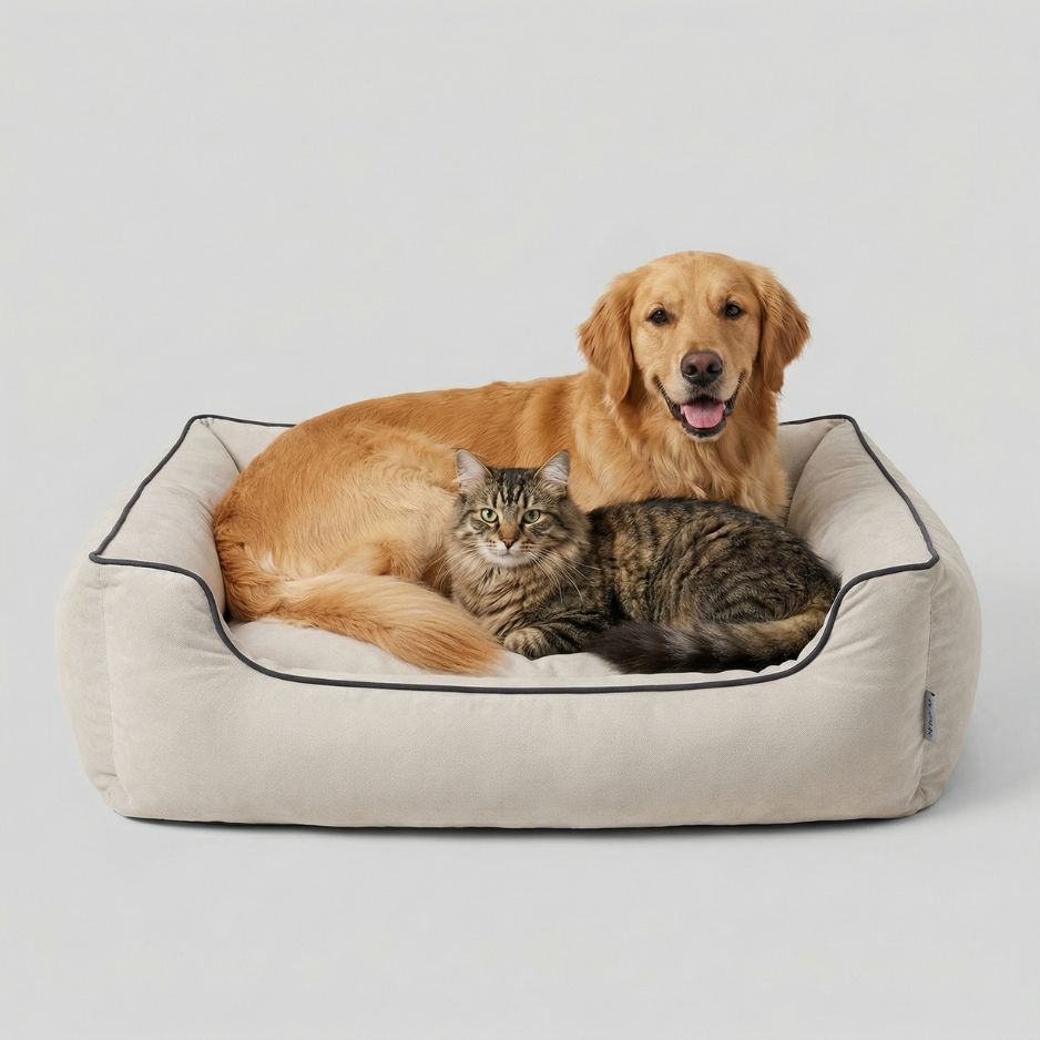Pets SlumberSoft Cotton Comfort Dog Bed | Grey