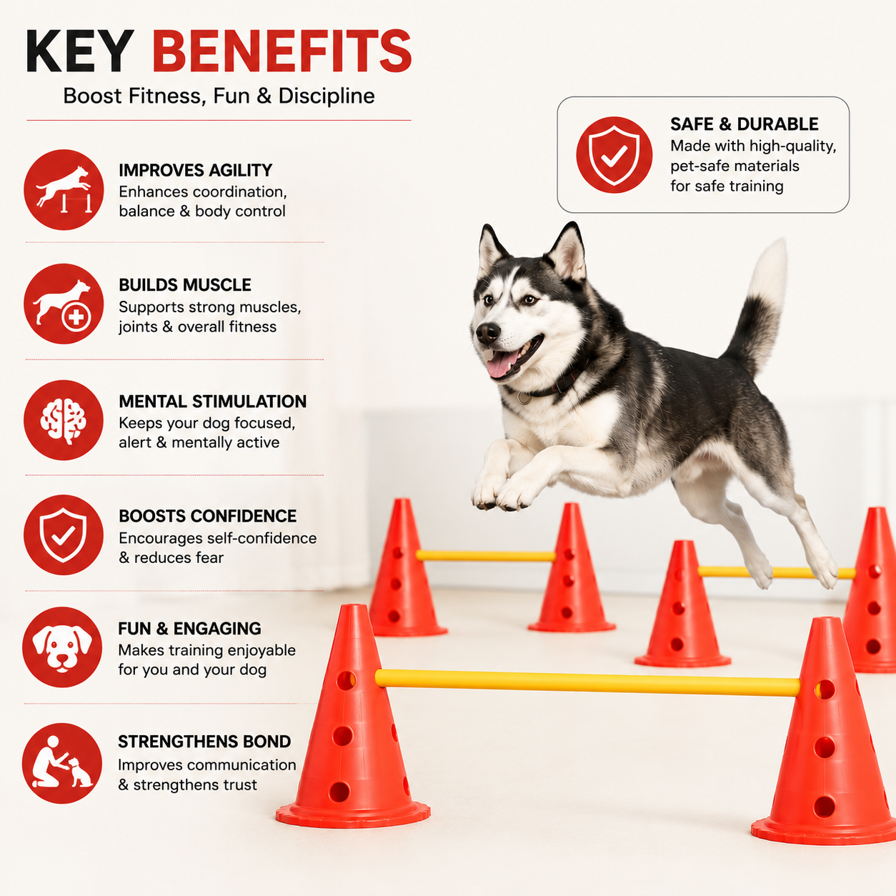 Trixie Dog Agility Training Kit | Adjustable Jump Poles For Dogs