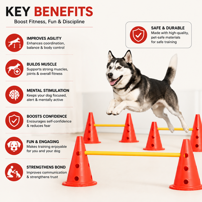 Trixie Dog Agility Training Kit | Adjustable Jump Poles For Dogs