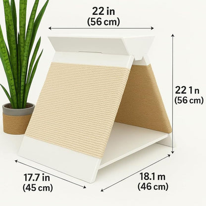 2 in 1 Wooden Cat House with Sisal Scratcher | Indoor Cat Bed, Hideout & Scratching Lounge