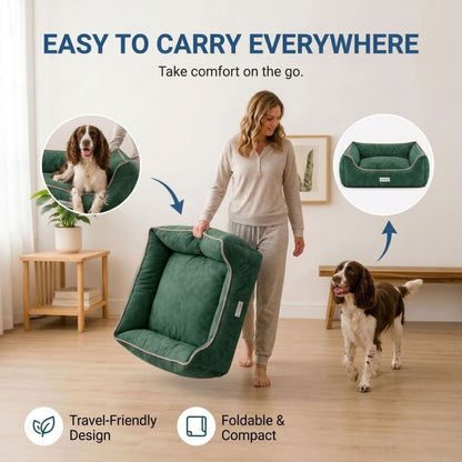 HANK SoftNest Premium Dog Bed Anti Skid & Machine Washable(Green)