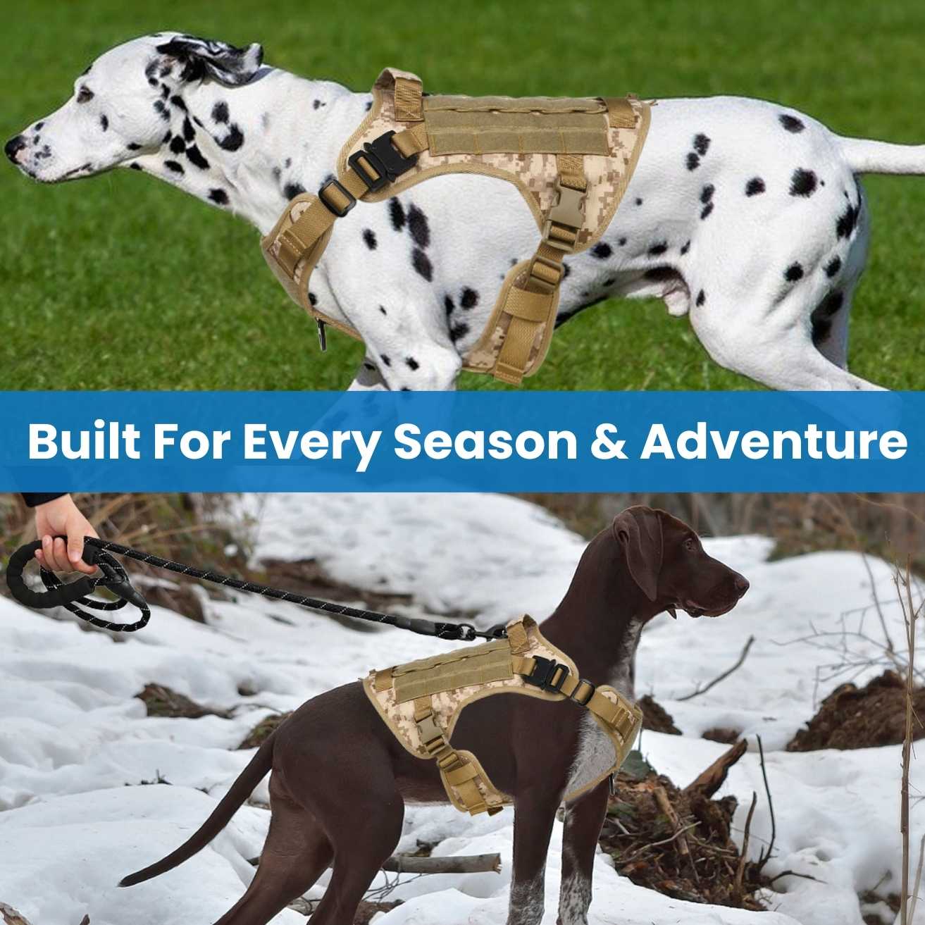 HANK US Military Brown Dog Harness - With Strong Front Metal Buckle