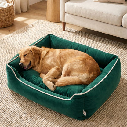 Polyester Rectangular Dog Bed Green | Soft & Comfortable Pet Bed