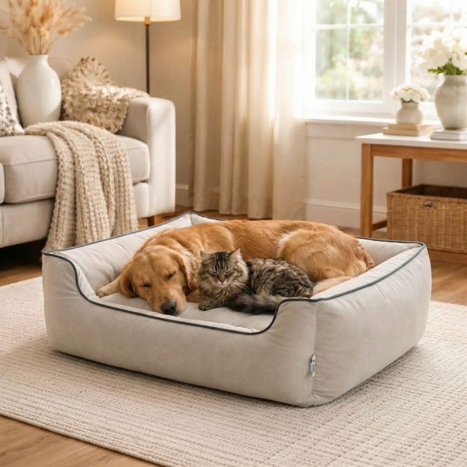 Pets SlumberSoft Cotton Comfort Dog Bed | Grey