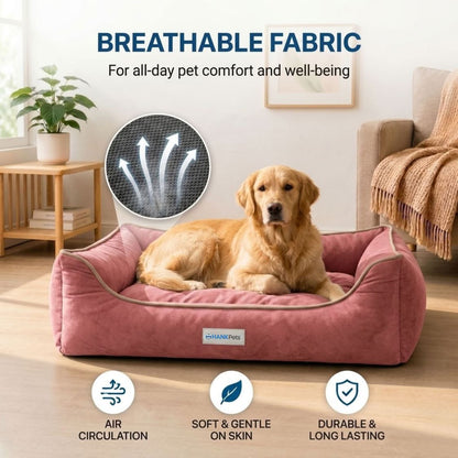 HANK SoftNest Premium Dog Bed Anti Skid & Machine Washable (Pink)