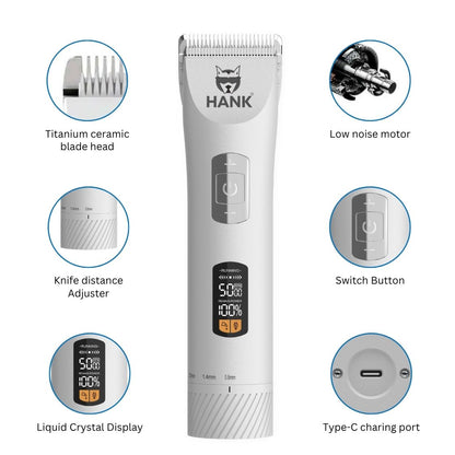 HANK Pet Hair Trimmer With LCD Display, Type C Charging | Suitable for All Breeds