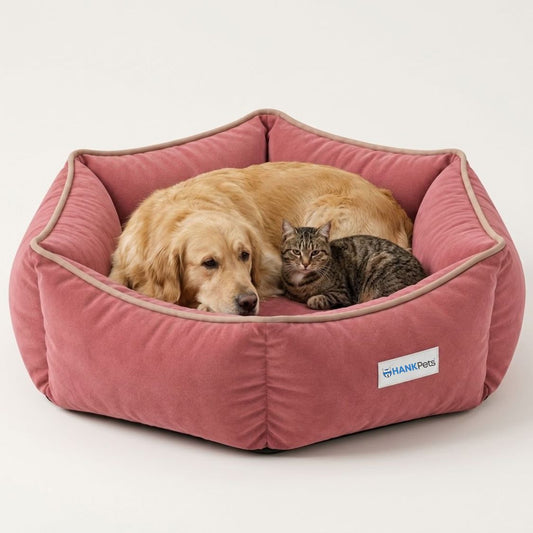 HANK HugFit Premium Dog Bed | Anti Skid & Machine Washable (Pink)