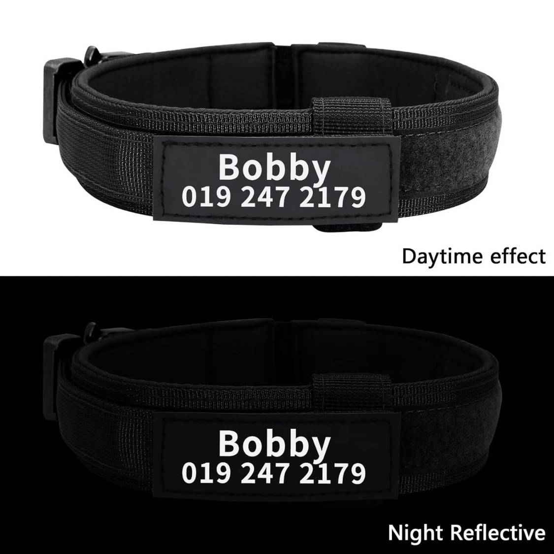 Personalized Tactical Dog Collar with Nameplate | Metal Buckle