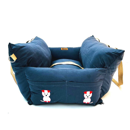 Pet Car Travel Bed with Safety Leash | Pet Seat Bed for Dogs & Cats | Autumn Gray
