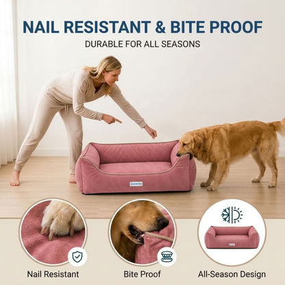 HANK SoftNest Premium Dog Bed Anti Skid & Machine Washable (Pink)