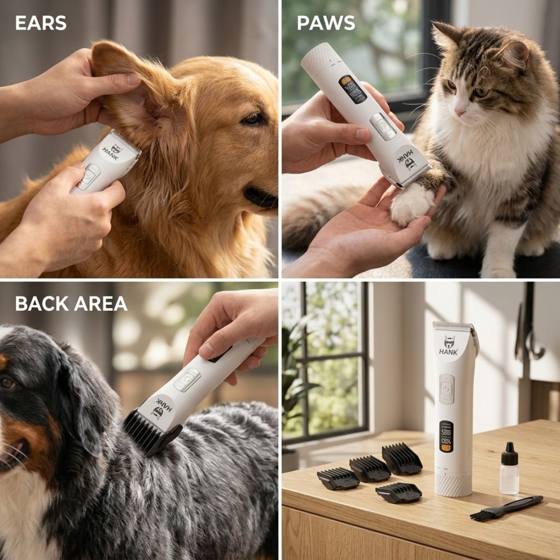 HANK Pet Hair Trimmer With LCD Display, Type C Charging | Suitable for All Breeds