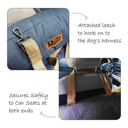 Pet Car Travel Bed with Safety Leash | Pet Seat Bed for Dogs & Cats | Autumn Gray