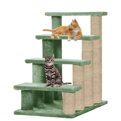 4-Level Cat Stairs with Jute Posts - Plush Climbing Frame for Indoor Cats