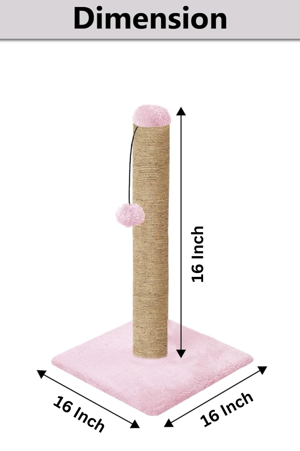 Cat Scratching Post Tree with Dangling Ball (16x16x16 in)