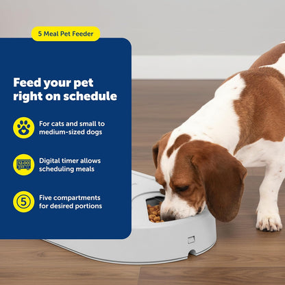 Automatic 5 Meal Feeder with Timer for Cats and Dogs