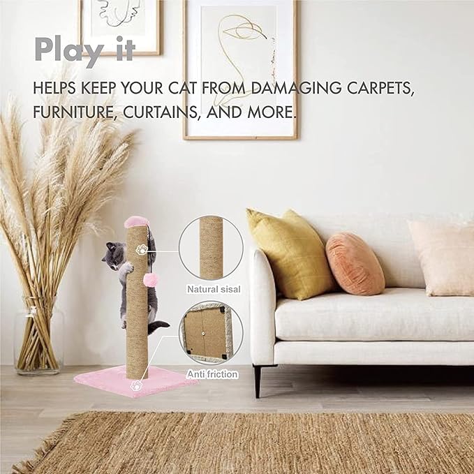 Cat Scratching Post Tree with Dangling Ball (16x16x16 in)