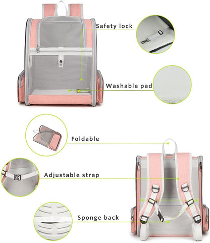 Traveler Bubble Backpack Pet Carriers for Cats and Dogs (pink)