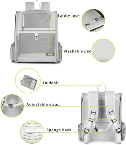 Traveler Bubble Backpack Pet Carriers for Cats and Dogs (Light Gray)