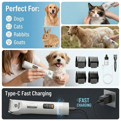 HANK Pet Hair Trimmer With LCD Display, Type C Charging | Suitable for All Breeds