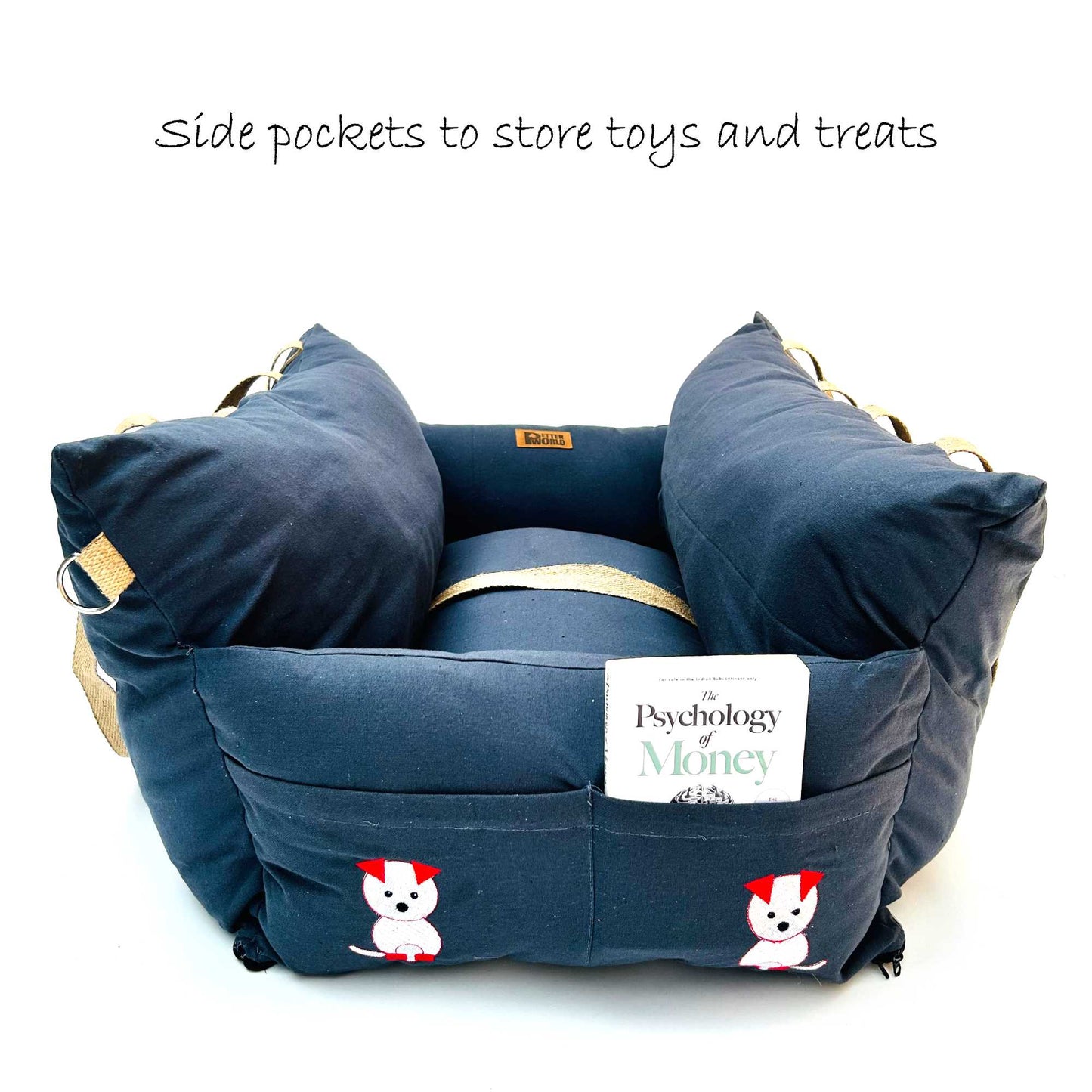 Pet Car Travel Bed with Safety Leash | Pet Seat Bed for Dogs & Cats | Autumn Gray