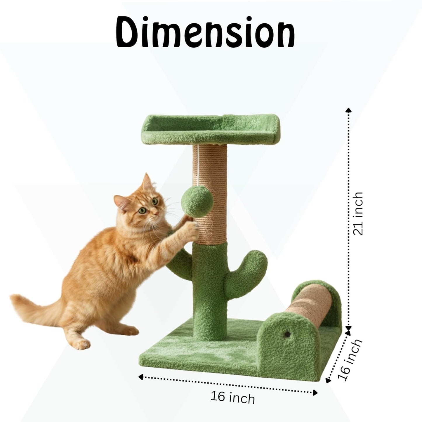 Soft Fur Fabric Activity Dual Jute Rope Scratching Post Cat Tree (Height 16 Inch)